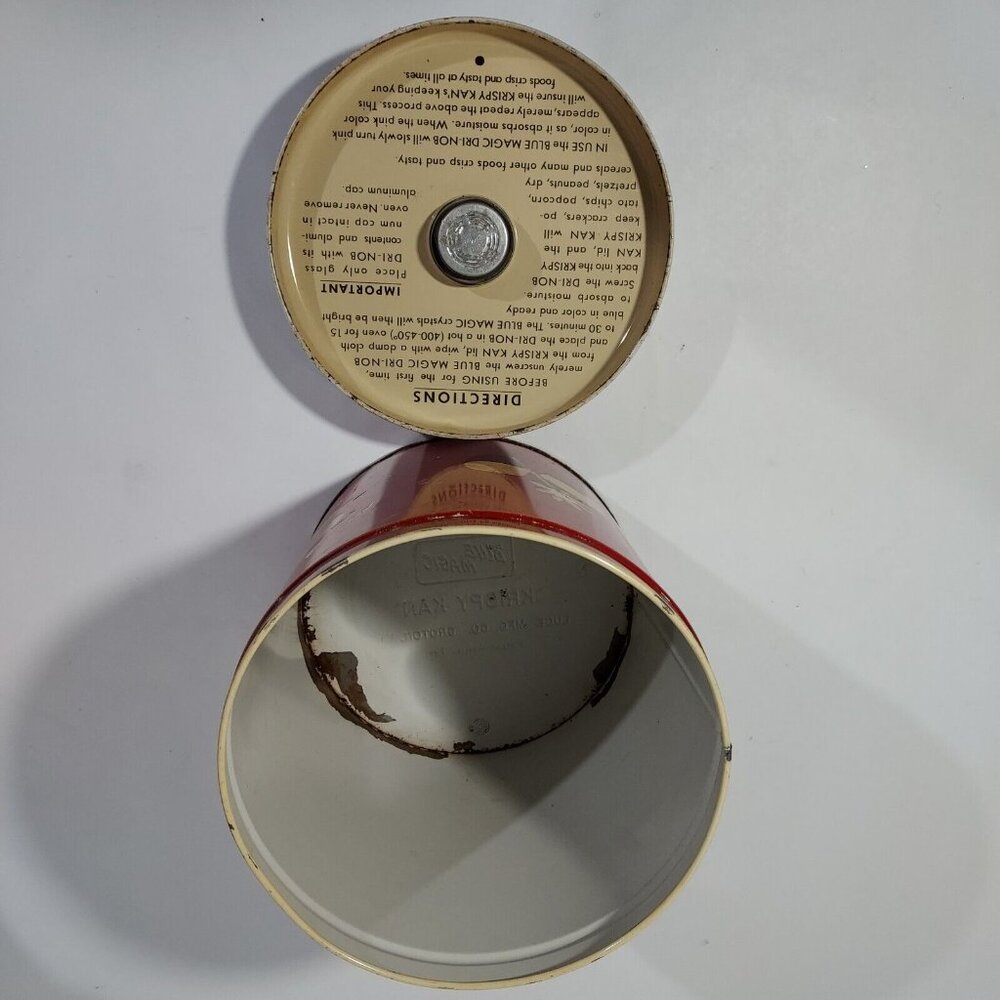 Saltine Cracker Pretzel Cookie Tin Blue Magic DRI NOB Krispy Kan Lid Red - Picture 3 of 8